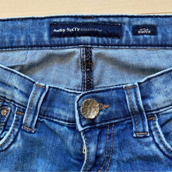 Miss 60’s jeans Style Shock ripped destroyed denim low rise slim straight 27 - Picture 3 of 14